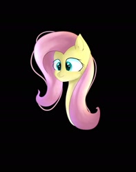 Size: 1514x1922 | Tagged: safe, artist:3naa, imported from derpibooru, fluttershy, pegasus, pony, black background, bust, female, simple background, solo