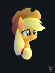 Size: 2160x2834 | Tagged: safe, artist:3naa, imported from derpibooru, applejack, earth pony, pony, black background, bust, cute, female, high res, jackabetes, portrait, simple background, solo