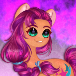 Size: 1800x1800 | Tagged: safe, artist:shimisen, imported from derpibooru, sunny starscout, earth pony, pony, female, g5, my little pony: a new generation, smiling, solo