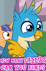 Size: 522x800 | Tagged: safe, editor:horsesplease, imported from derpibooru, fine catch, gallus, griffon, caption, expand dong, exploitable meme, friendship student, gallus coop, gallusposting, happy, image macro, meme