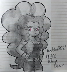 Size: 2917x3141 | Tagged: safe, artist:iceflower99, imported from derpibooru, adagio dazzle, equestria girls, disguise, disguised siren, high res, inktober, inktober2021, traditional art
