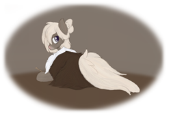 Size: 1946x1348 | Tagged: safe, artist:ahorseofcourse, imported from derpibooru, oc, oc only, oc:bundle up, earth pony, pony, cloak, clothes, female, lying down, prone, simple background, smiling, snow mare, solo, transparent background, yakutian horse