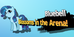 Size: 2160x1080 | Tagged: safe, artist:pagiepoppie12345, imported from derpibooru, oc, oc only, oc:bluebell, pony, unicorn, adventures in ponyville, blu-rarity, meme, not rarity, splash art, super smash bros.