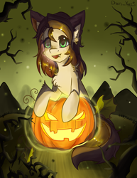 Size: 1591x2059 | Tagged: safe, artist:yuris, imported from ponybooru, oc, oc only, earth pony, pony, commission, halloween, holiday, smiling, solo, ych result