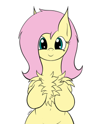 Size: 1468x1797 | Tagged: safe, artist:wapamario63, imported from ponybooru, fluttershy, pegasus, pony, chest fluff, colored, cute, female, flat colors, hips, impossibly large chest fluff, looking at you, mare, shyabetes, simple background, smiling, solo, transparent background