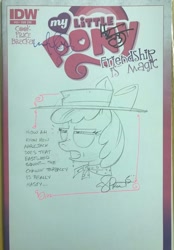 Size: 1422x2048 | Tagged: safe, artist:andypriceart, idw, imported from derpibooru, apple bloom, earth pony, pony, comic, cover, female, filly, hat, solo, tobacco