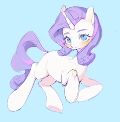 Size: 1578x1613 | Tagged: safe, artist:leafywind, imported from derpibooru, rarity, pony, unicorn, blue background, cute, female, mare, missing cutie mark, raribetes, simple background, solo