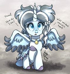 Size: 1005x1050 | Tagged: safe, artist:joakaha, imported from derpibooru, oc, alicorn, ghost, ghost pony, pony, undead, alicorn oc, clothes, female, horn, solo, wings