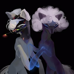 Size: 2160x2160 | Tagged: safe, artist:yanisfucker, imported from derpibooru, oc, oc only, earth pony, pony, ambiguous gender, black background, black fire opal, duo, high res, simple background, transparent flesh