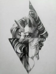Size: 960x1280 | Tagged: safe, artist:yanisfucker, imported from derpibooru, rarity, pony, unicorn, bust, female, grayscale, mare, monochrome, pencil drawing, portrait, solo, traditional art