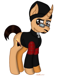 Size: 720x925 | Tagged: safe, artist:madlilon2051, imported from derpibooru, oc, oc only, oc:inkwell, pony, unicorn, beard, clothes, facial hair, glasses, horn, male, simple background, solo, stallion, transparent background, unicorn oc