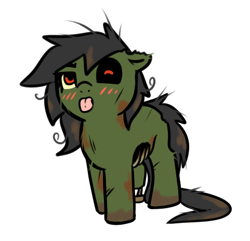 Size: 481x463 | Tagged: safe, artist:neuro, imported from derpibooru, oc, oc only, oc:filly anon, earth pony, pony, undead, zombie, zombie pony, adoracreepy, blushing, creepy, cute, female, filly, halloween, holiday, simple background, solo, tongue out, transparent background