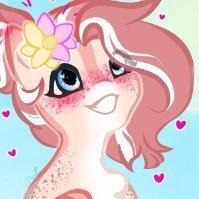 Size: 199x199 | Tagged: safe, artist:damayantiarts, imported from derpibooru, oc, oc only, earth pony, pony, blushing, bust, earth pony oc, eyelashes, female, flower, flower in hair, grin, heart, mare, smiling