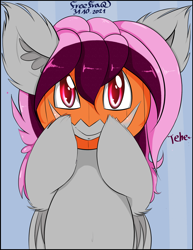 Size: 1660x2145 | Tagged: safe, artist:freefraq, imported from derpibooru, oc, oc only, oc:lilac san, bat pony, bat pony oc, cute, female, pumpkin