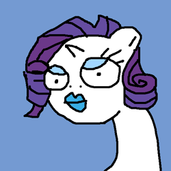 Size: 500x500 | Tagged: safe, artist:askpinkiepieandfriends, imported from derpibooru, rarity, pony, unicorn, blue background, blue lipstick, bust, female, lips, mare, simple background, solo