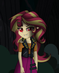 Size: 1024x1247 | Tagged: safe, artist:emeraldblast63, imported from derpibooru, sunset shimmer, undead, vampire, equestria girls, fangs, red eyes, slit pupils