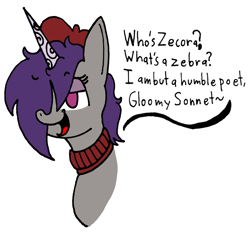 Size: 2304x2140 | Tagged: safe, artist:spoopygirl, imported from derpibooru, pony, unicorn, spoiler:my little pony: a new generation, beatnik pony, beret, colored, digitally colored, eyelashes, female, flat colors, g5, hat, high res, mare, my little pony: a new generation, onyx, text, traditional art