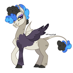 Size: 2000x2000 | Tagged: safe, artist:renhorse, imported from derpibooru, oc, oc only, hybrid, high res, offspring, parent:coloratura, parent:discord, simple background, solo, transparent background