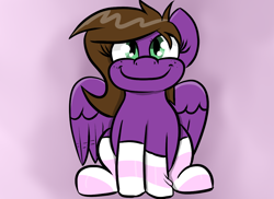 Size: 1100x800 | Tagged: safe, artist:tranzmuteproductions, imported from derpibooru, oc, oc only, pegasus, pony, clothes, eyelashes, pegasus oc, smiling, socks, solo, striped socks, wings