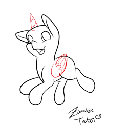 Size: 5000x5000 | Tagged: safe, artist:zombietator, imported from derpibooru, oc, oc only, alicorn, pony, alicorn oc, base, horn, lineart, signature, simple background, smiling, solo, white background, wings