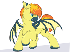 Size: 2700x2000 | Tagged: safe, artist:snowstormbat, imported from derpibooru, oc, oc only, oc:yaktan, bat pony, pony, bat ponified, cute, high res, male, race swap, simple background, smiling, solo, stallion, white background