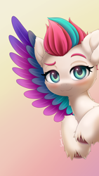 Size: 1800x3200 | Tagged: safe, artist:symbianl, imported from derpibooru, zipp storm, pegasus, pony, adorazipp, cute, female, g5, looking at you, mare, my little pony: a new generation, smiling, solo, spread wings, wings