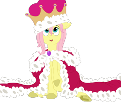 Size: 2130x1800 | Tagged: safe, artist:eveeka, imported from derpibooru, fluttershy, pegasus, pony, crown, cute, jewelry, open mouth, queen, queen fluttershy, regalia, simple background, smiling, solo, transparent background