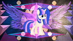 Size: 3840x2160 | Tagged: safe, artist:laszlvfx, artist:moonlightsonata21, edit, imported from derpibooru, oc, oc only, oc:galaxia, alicorn, pony, female, high res, mare, solo, wallpaper, wallpaper edit