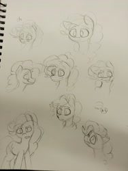 Size: 3120x4160 | Tagged: safe, artist:packy paca, imported from derpibooru, pinkie pie, pony, looking at you, monochrome, pencil drawing, sketch, sketch dump, traditional art