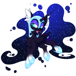 Size: 2500x2500 | Tagged: safe, artist:rurihal, imported from derpibooru, nightmare moon, alicorn, pony, chest fluff, cute, ear fluff, high res, lidded eyes, smiling, solo