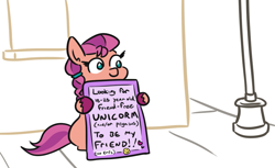 Size: 851x521 | Tagged: safe, artist:jargon scott, imported from derpibooru, sunny starscout, earth pony, pony, spoiler:my little pony: a new generation, chris chan, cute, female, g5, mare, my little pony: a new generation, sign, sitting, solo, sunnybetes, unshorn fetlocks
