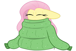 Size: 1316x889 | Tagged: safe, artist:sugarcloud12, imported from derpibooru, fluttershy, pony, clothes, comfy, eyes closed, floppy ears, oversized clothes, simple background, solo, sweater, sweatershy, transparent background