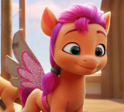 Size: 844x761 | Tagged: safe, imported from derpibooru, screencap, sunny starscout, pony, spoiler:my little pony: a new generation, cute, fake wings, female, filly, filly sunny starscout, g5, my little pony: a new generation, solo, sunnybetes