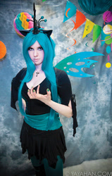 Size: 572x900 | Tagged: safe, artist:jessie lykens, imported from derpibooru, queen chrysalis, human, 2015, clothes, cosplay, costume, irl, irl human, photo