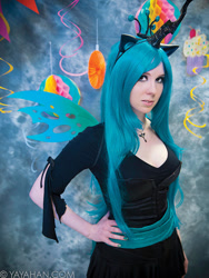 Size: 676x900 | Tagged: safe, artist:jessie lykens, imported from derpibooru, queen chrysalis, human, 2015, clothes, cosplay, costume, hand on hip, irl, irl human, photo