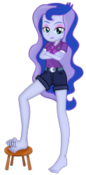 Size: 944x1920 | Tagged: safe, artist:dieart77, artist:grapefruit-face, edit, imported from derpibooru, princess luna, equestria girls, legend of everfree, barefoot, feet, fetish, foot fetish, foot tapping, looking at you, motion blur, show accurate, simple background, solo, stool, tapping, transparent background, vice principal luna