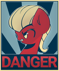 Size: 1400x1700 | Tagged: safe, artist:miryelis, imported from derpibooru, sprout cloverleaf, earth pony, pony, spoiler:my little pony: a new generation, danger, danger danger, emperor sprout, g5, my little pony: a new generation, open mouth, poster, propaganda, solo