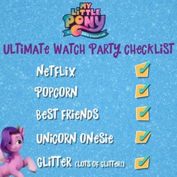 Size: 1080x1080 | Tagged: safe, imported from derpibooru, pipp petals, pegasus, pony, spoiler:my little pony: a new generation, facebook, female, g5, glitter, mare, my little pony: a new generation, netflix, official, solo, watch party