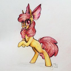 Size: 640x640 | Tagged: safe, artist:alwayspony, imported from derpibooru, apple bloom, earth pony, pony, female, filly, solo, standing on two hooves, traditional art