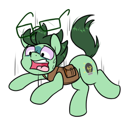 Size: 1000x1000 | Tagged: safe, artist:paperbagpony, imported from derpibooru, oc, oc:dimbulb, earth pony, earth pony oc, falling, glasses, screaming, simple background, white background