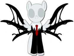 Size: 2820x2127 | Tagged: safe, artist:telasra, imported from derpibooru, pony, clothes, high res, male, necktie, simple background, slenderman, slenderpony, spread wings, stallion, suit, tentacles, transparent background, wings