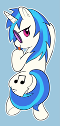 Size: 697x1453 | Tagged: safe, artist:icey, imported from derpibooru, dj pon-3, vinyl scratch, pony, unicorn, backwards cutie mark, body pillow, body pillow design, butt, looking at you, looking back, lying down, plot, prone, simple background, solo, tongue out