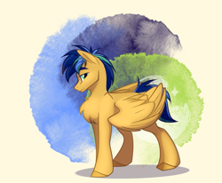 Size: 1787x1476 | Tagged: safe, artist:alrumoon_art, imported from derpibooru, oc, oc only, oc:sunrise, pegasus, pony, abstract background, solo