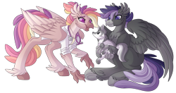 Size: 6520x3444 | Tagged: safe, artist:amazing-artsong, imported from derpibooru, oc, oc only, oc:cozy critters, oc:stormweaver, classical hippogriff, fox, hippogriff, simple background, transparent background