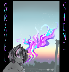 Size: 1474x1548 | Tagged: safe, artist:owlnon, imported from derpibooru, oc, oc only, oc:gravel shine, pony, chest fluff, cigarette, smoking, solo