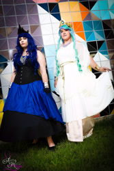 Size: 3840x5760 | Tagged: safe, artist:alyssarohlerphotography, imported from derpibooru, princess celestia, princess luna, human, 2014, clothes, cosplay, costume, irl, irl human, photo, royal sisters, siblings, sisters