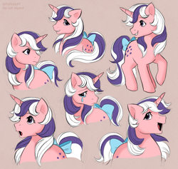 Size: 2500x2366 | Tagged: safe, artist:syrupyyy, imported from derpibooru, twilight, pony, unicorn, bow, crying, expressions, female, grin, high res, mare, open mouth, sad, smiling, solo, tail, tail bow