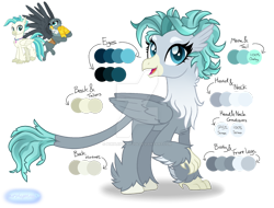 Size: 1280x971 | Tagged: safe, artist:purplepotato04, imported from derpibooru, gabby, terramar, oc, griffon, hippogriff, hippogriffon, hybrid, female, gabbymar, interspecies offspring, male, offspring, parent:gabby, parent:terramar, parents:gabbymar, reference sheet, shipping, straight