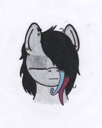 Size: 1254x1566 | Tagged: safe, artist:ask-flash-bulb, imported from derpibooru, oc, oc only, pony, bust, eyes closed, female, hair over one eye, mare, portrait, solo, traditional art