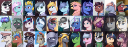 Size: 1716x630 | Tagged: safe, artist:mrscroup, imported from derpibooru, princess luna, oc, oc:gabriela eagleclaw, oc:heavenly snow, oc:river swirl, oc:selenite, oc:silver star, oc:snowy smarty, oc:solidshot, oc:springtime frost, oc:swift wing, oc:tito titovich, alicorn, changeling, earth pony, griffon, pegasus, pony, unicorn, equestria at war mod, bust, hearts of iron 4, portrait